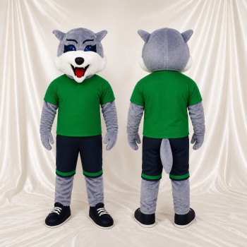 Grau-Wolf Ganzkörper-Maskottchenkostüm für Erwachsene – Sportveranstaltungen