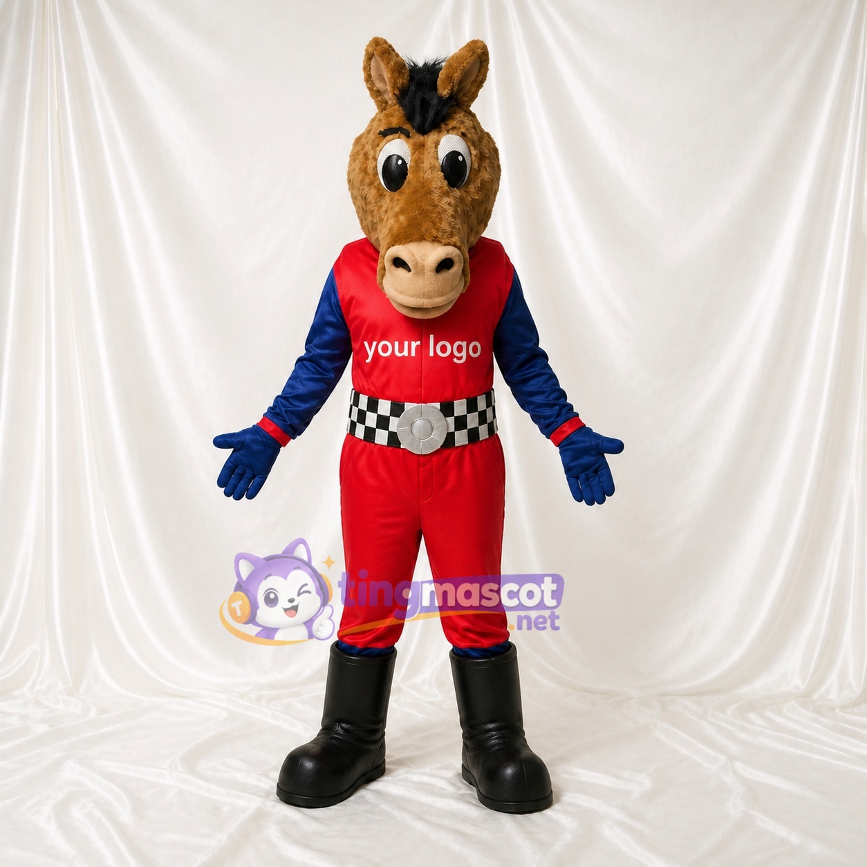 Cheval de course Costume de mascotte intégral pour adultes Événements sportifs Cheval de course Costume de mascotte intégral pour adultes Événements sportifs