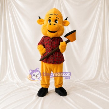 Costume de mascotte taureau bûcheron intégral pour adultes – événements gastronomiques