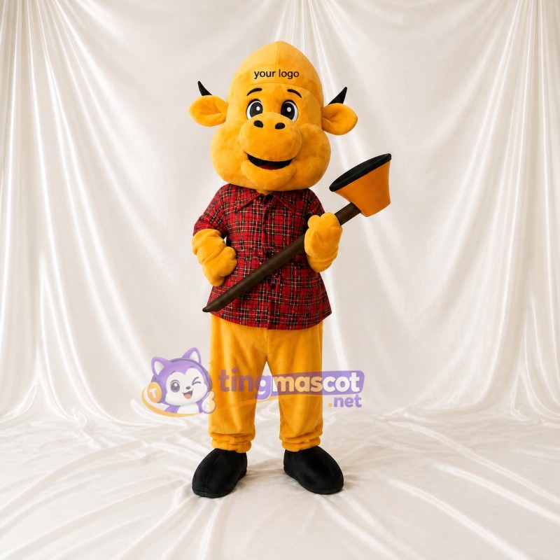 Costume de mascotte taureau bûcheron intégral pour adultes – événements gastronomiques