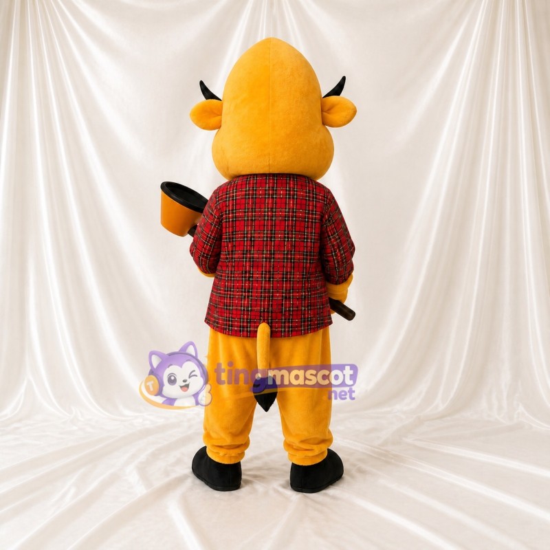 Costume de mascotte taureau bûcheron intégral pour adultes – événements gastronomiques