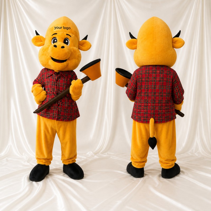 Costume de mascotte taureau bûcheron intégral pour adultes – événements gastronomiques