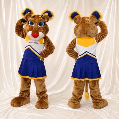 Costume de mascotte lion cheerleader intégral pour adultes – événements sportifs