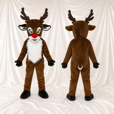 Brown Reindeer Mascot Costume Full Body for Adults Christmas