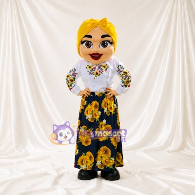 Folk Woman Mascot Costume Full Body for Adults Stage Events
