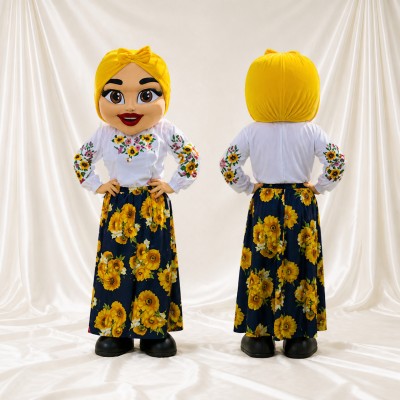 Folk Woman Mascot Costume Full Body for Adults Stage Events