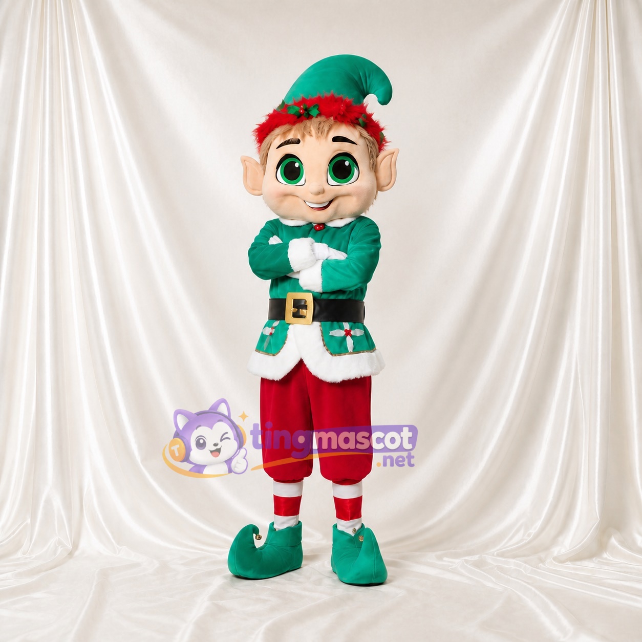 Christmas Elf Mascot Costume Full Body for Adults Christmas Christmas Elf Mascot Costume Full Body for Adults Christmas