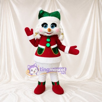 Bonhomme de neige blanc Costume de mascotte intégral pour adultes Noël