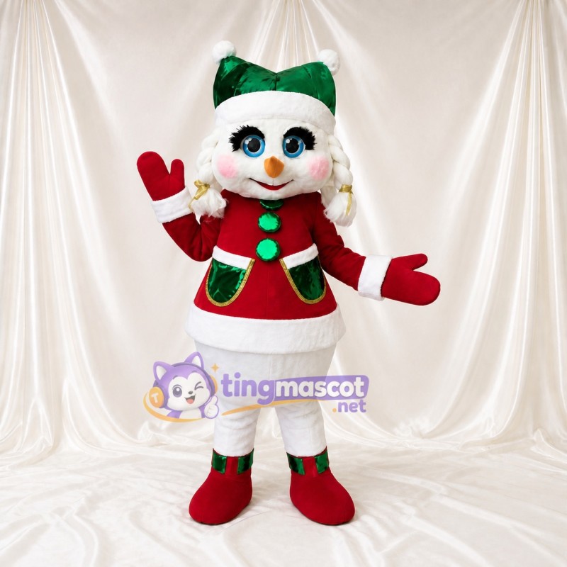 Bonhomme de neige blanc Costume de mascotte intégral pour adultes Noël