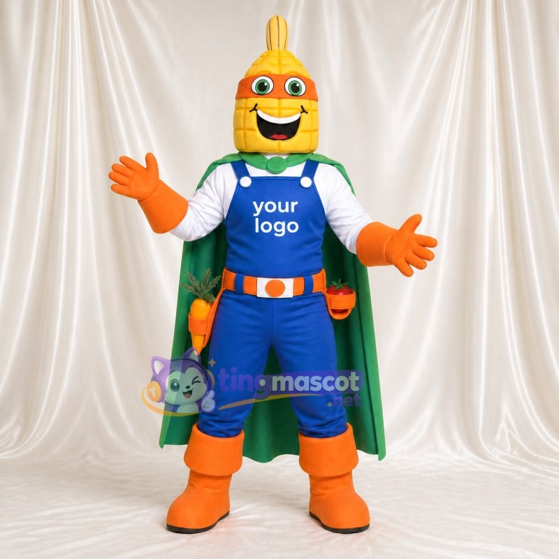 Corn Superhero Mascot Costume Full Body for Adults Food Events
