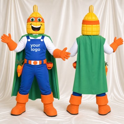 Corn Superhero Mascot Costume Full Body for Adults Food Events