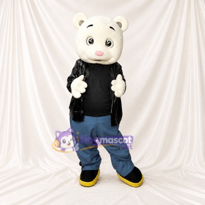 White Bear Mascot Costume Full Body for Adults School Events
