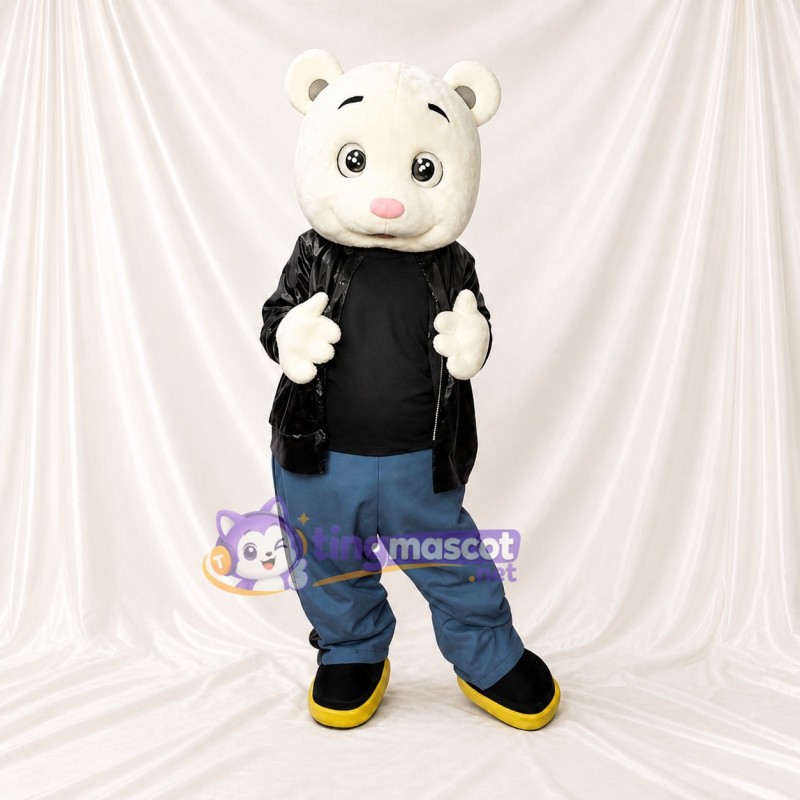 White Bear Mascot Costume Full Body for Adults School Events