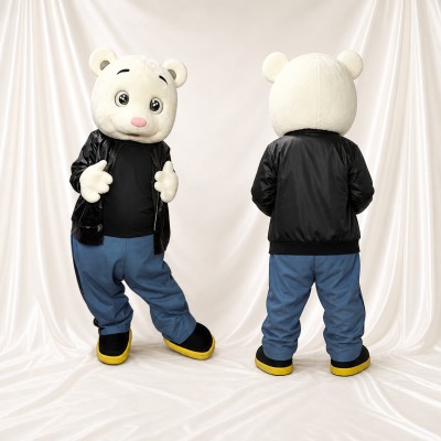 White Bear Mascot Costume Full Body for Adults School Events