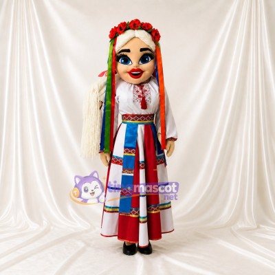 White Folk Woman Mascot Costume Full Body for Adults Stage Events