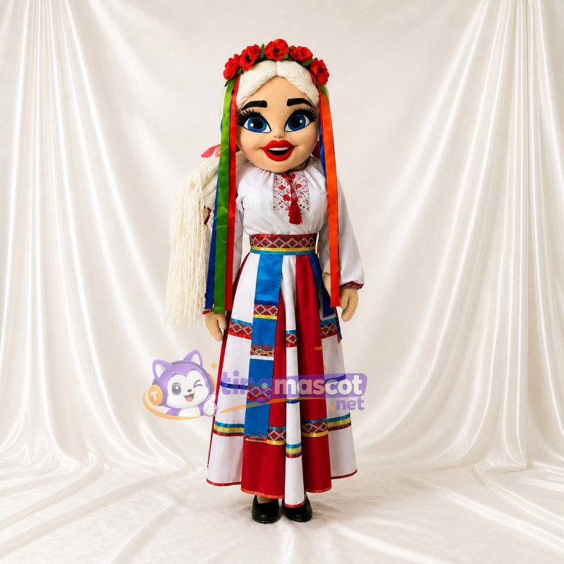 White Folk Woman Mascot Costume Full Body for Adults Stage Events