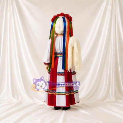 White Folk Woman Mascot Costume Full Body for Adults Stage Events