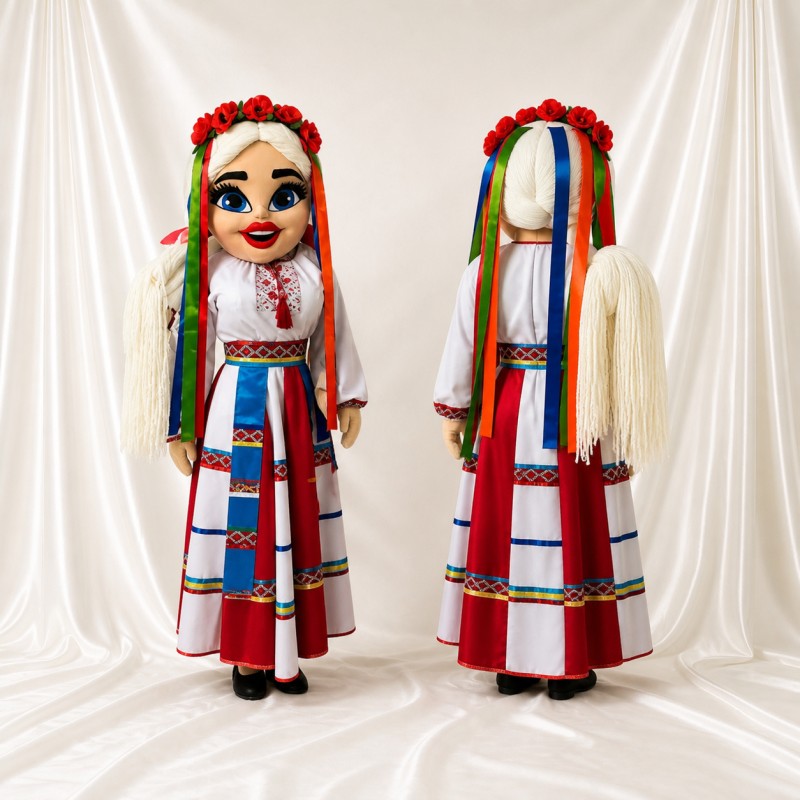 White Folk Woman Mascot Costume Full Body for Adults Stage Events