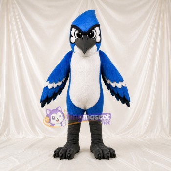 Bleu Blanc et Noir Geai Bleu Costume de mascotte intégral pour adultes Événements sportifs