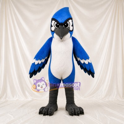 Bleu Blanc et Noir Geai Bleu Costume de mascotte intégral pour adultes Événements sportifs