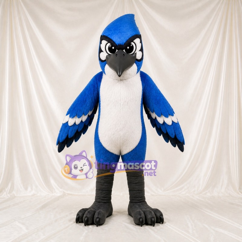 Bleu Blanc et Noir Geai Bleu Costume de mascotte intégral pour adultes Événements sportifs