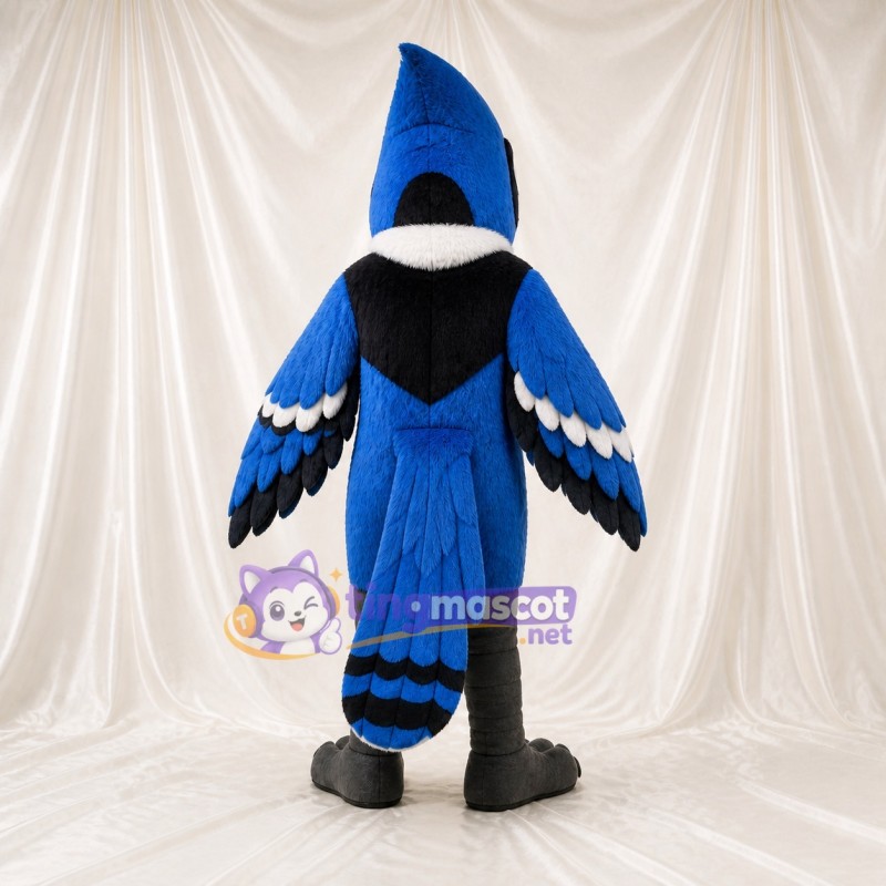 Bleu Blanc et Noir Geai Bleu Costume de mascotte intégral pour adultes Événements sportifs