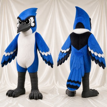Bleu Blanc et Noir Geai Bleu Costume de mascotte intégral pour adultes Événements sportifs