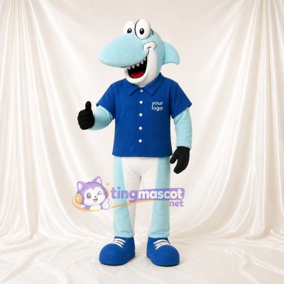 Light Blue Shark Mascot Costume Full Body for Adults Aquariums