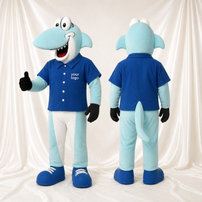 Light Blue Shark Mascot Costume Full Body for Adults Aquariums