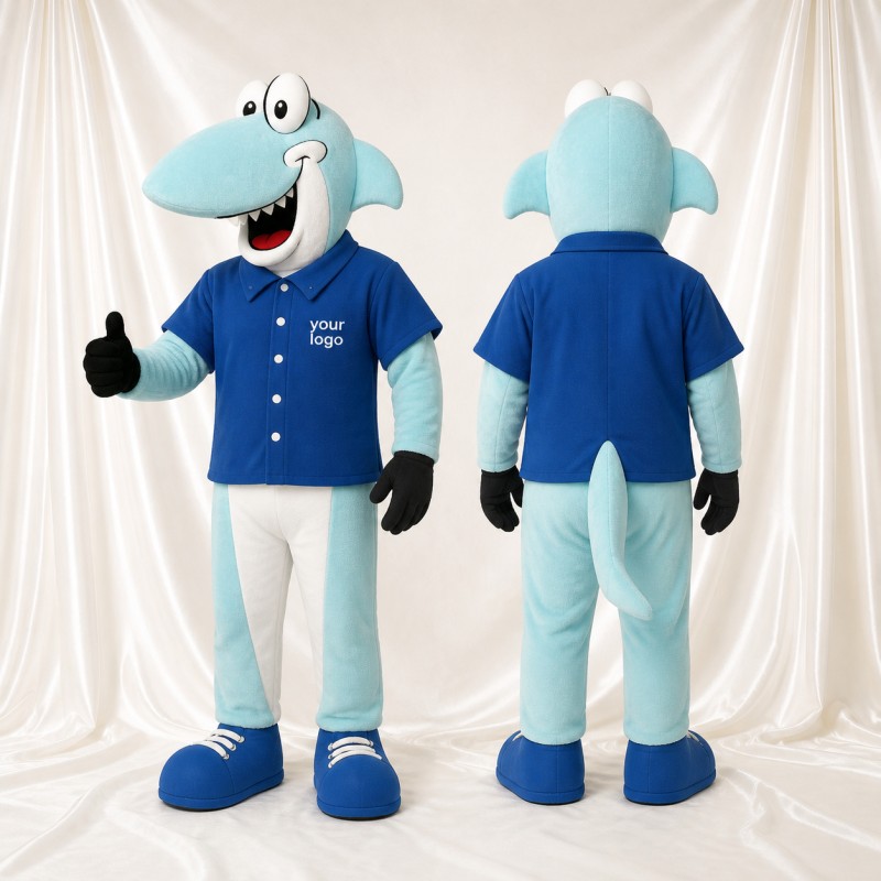 Light Blue Shark Mascot Costume Full Body for Adults Aquariums