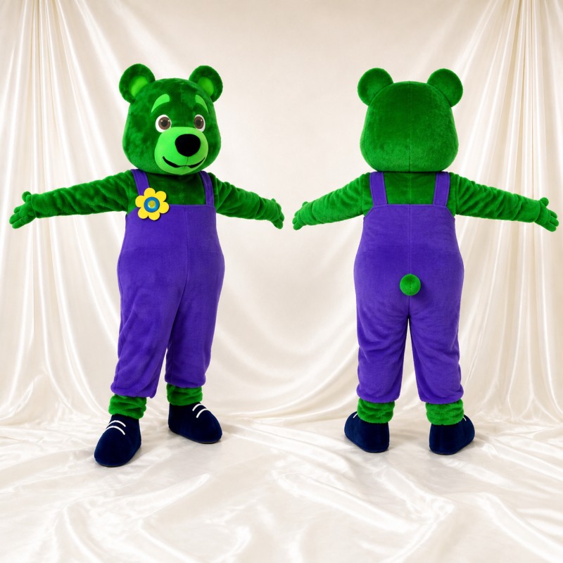 Bright Purple Bear Mascot Costume Full Body for Adults School Events