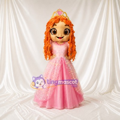 Pink Princess Mascot Costume Full Body for Adults Stage Events