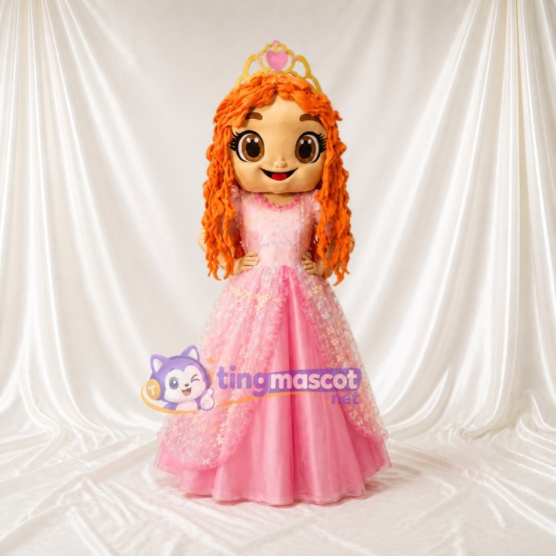 Pink Princess Mascot Costume Full Body for Adults Stage Events
