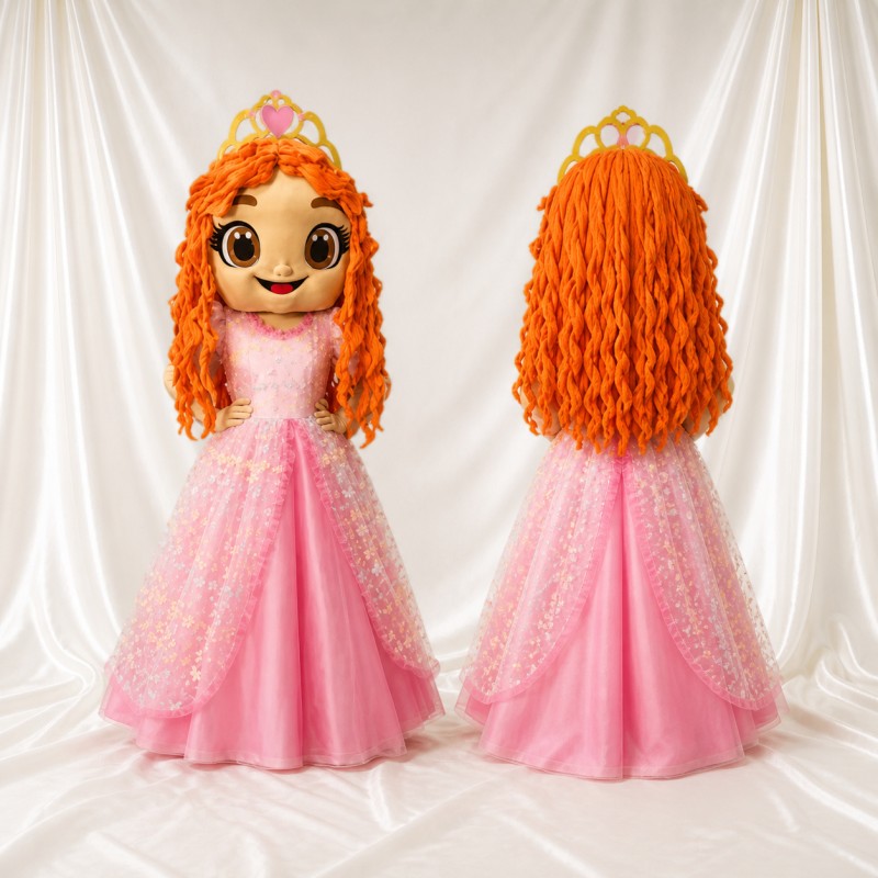 Pink Princess Mascot Costume Full Body for Adults Stage Events