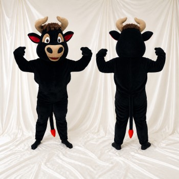 Black Bull Mascot Costume Full Body for Adults Sports Events