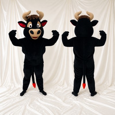 Black Bull Mascot Costume Full Body for Adults Sports Events