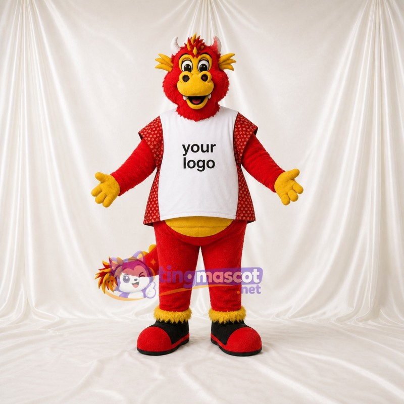 Red Dragon Mascot Costume Full Body for Adults Sports Events