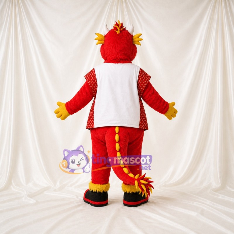 Red Dragon Mascot Costume Full Body for Adults Sports Events
