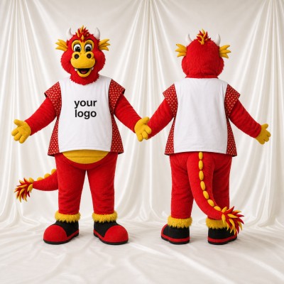 Red Dragon Mascot Costume Full Body for Adults Sports Events
