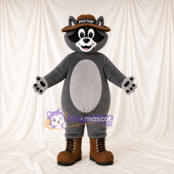 Gray Raccoon Mascot Costume Full Body for Adults Outdoor Events