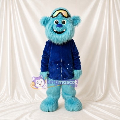 Light Blue Monster Mascot Costume Full Body for Adults School Events