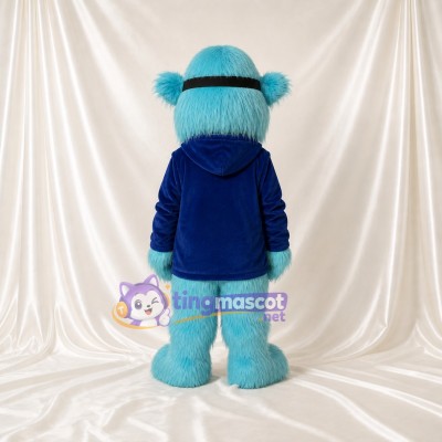 Light Blue Monster Mascot Costume Full Body for Adults School Events