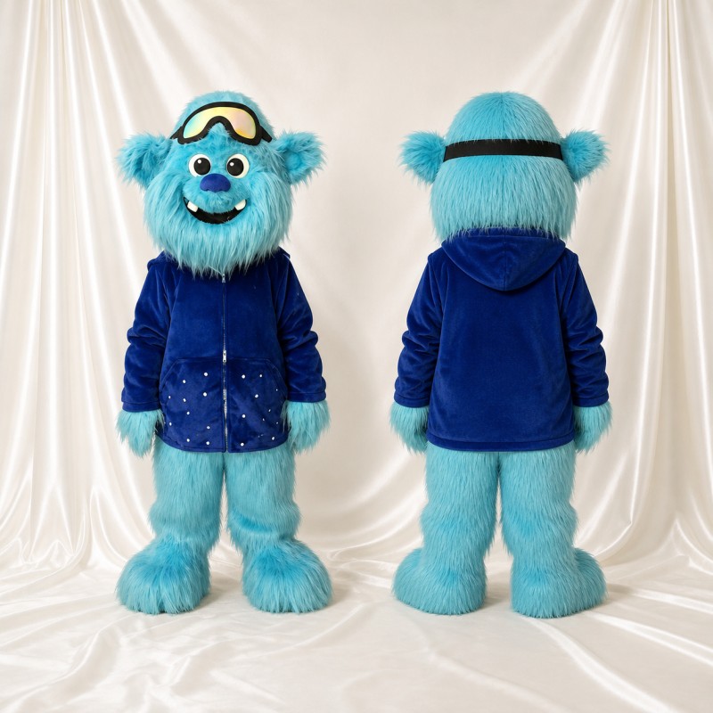 Light Blue Monster Mascot Costume Full Body for Adults School Events