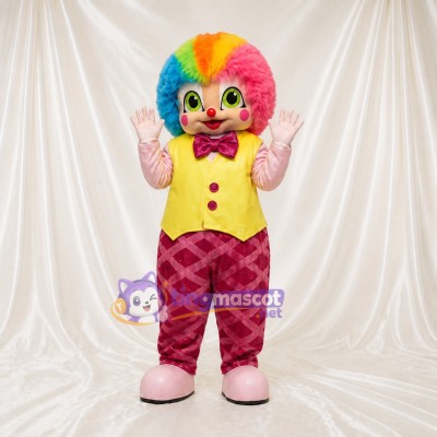 Rainbow Clown Mascot Costume Full Body for Adults Events