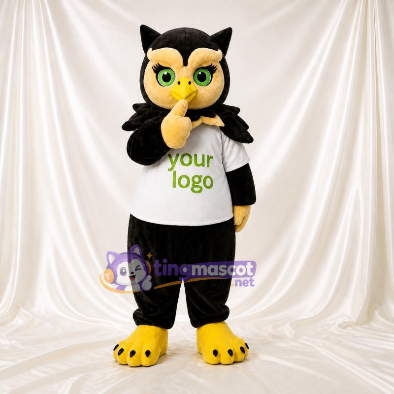 Black Owl Mascot Costume Full Body for Adults School Events