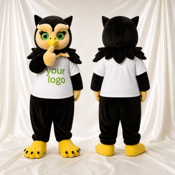 Black Owl Mascot Costume Full Body for Adults School Events