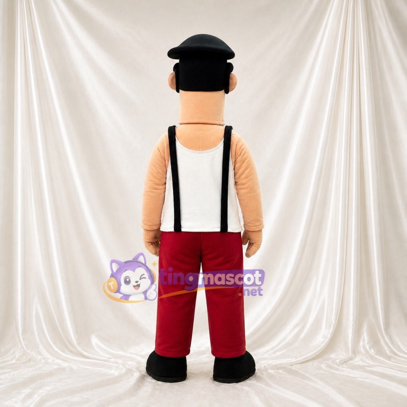 Beige Mustached Man Mascot Costume Full Body for Adults Stage Events