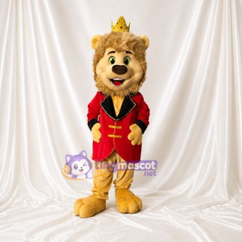 Bronzé rouge et or Lion Royal Costume de mascotte intégral pour adultes Événements de scène