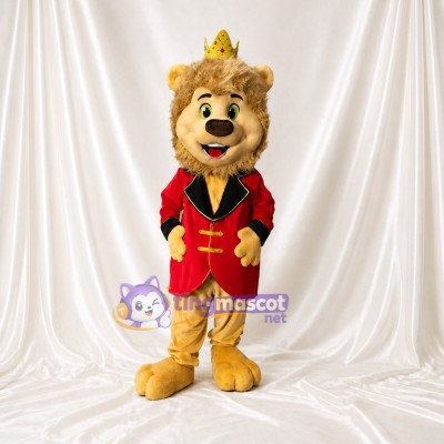 Bronzé rouge et or Lion Royal Costume de mascotte intégral pour adultes Événements de scène