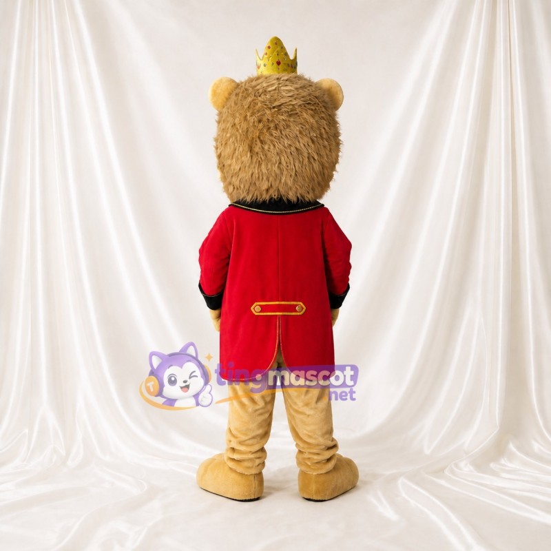 Bronzé rouge et or Lion Royal Costume de mascotte intégral pour adultes Événements de scène